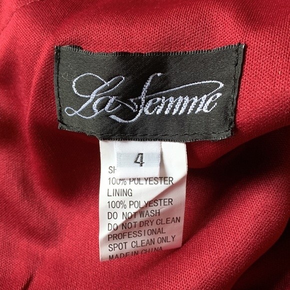 NWOT LA FEMME Burgundy ONE SHOULDER Jersey SLIT Evening Dress SULTRY GOWN 4 - Picture 5 of 5